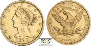 Etats-Unis - 5 dollars Liberty head 1890 CC (Carlson City)