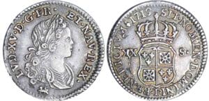 Louis XV - XX sols de France-Navarre - 1719 T (Nantes)