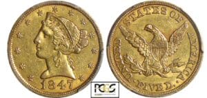 Etats-Unis - 5 dollars Liberty head 1847