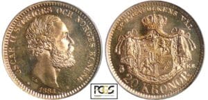 Suède - Oskar II - 20 kronor 1884