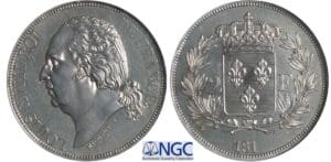 2 francs Louis XVIII au buste nu - 181 - Essai