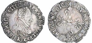 Henri III - Quart de franc au col plat - 1587 K (Bordeaux)