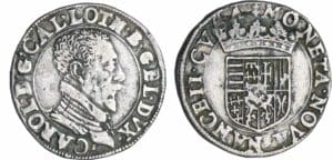 Lorraine - Charles III - Teston au buste vieilli et au col plat (Nancy)