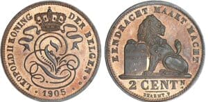 Belgique - Léopold II - 2 centimes 1905 - Essai légende flamande