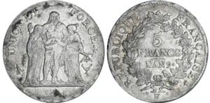 5 francs Hercule union et force - An 9 K (Bordeaux)