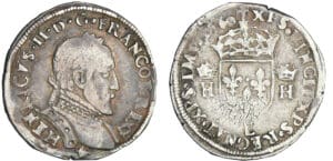 François II (au nom d'Henri II) - Demi-teston - 2ème type - 1560 L (Bayonne)
