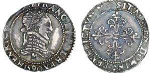 Charles X (au nom d'Henri III) monnayage de la ligue - Demi-franc au col plat - 1590 M (Toulouse)