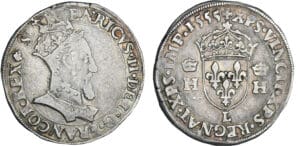 Henri II (1547-1559) - Teston à la tête couronnée - 1555 L (Bayonne)