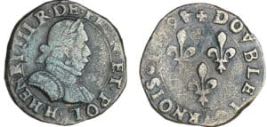 Henri III (1574-1589) - Double tournois - 1579 H (La Rochelle)