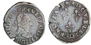 Henri III (1574-1589) - Double tournois - 1587 D (Lyon)
