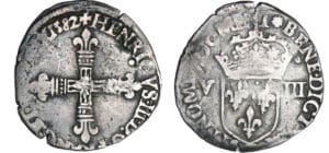 Henri III (1574-1589) - Huitième d'écu - 1582 T (Nantes)