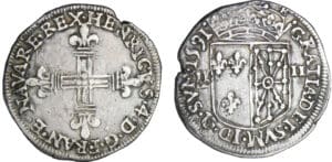 Henri IV (1589-1610) - Quart d'écu de Navarre - 1591 (Saint-Palais)