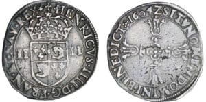 Henri IV (1589-1610) - Quart d'écu du Dauphiné - 1604 Z (Grenoble)