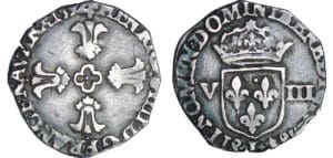 Henri IV (1589-1610) - Huitième d'écu à la croix feuillue - 1592 I (Limoges)