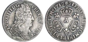 Louis XIV (1643-1715) - 1/10 écu aux 3 couronnes - 1712 A (Paris)
