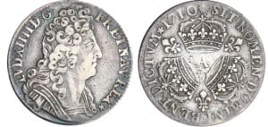 Louis XIV (1643-1715) - ¼ écu aux 3 couronnes - 1710 A (Paris)