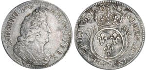 Louis XIV (1643-1715) - ¼ écu aux palmes - 1693 D (Lyon)
