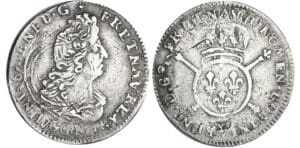 Louis XIV (1643-1715) - 1/12 écu aux insignes - 1702 X (Amiens) flan réf