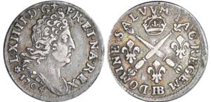 Louis XIV (1643-1715) - 5 sols aux insignes - 1704 BB (Strasbourg) flan réf