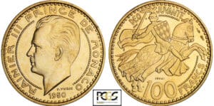Monaco - Rainier III - 100 francs 1950 - Essai en or