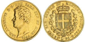 Italie - Carlo Alberto (1831-1849) - 20 lire 1844 (Turin)