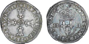 Henri IV (1589-1610) - Quart d'écu à la croix feuillue - 1595 L (Bayonne)