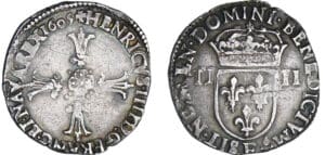 Henri IV (1589-1610) - Quart d'écu à la croix feuillue - 1605 F (Angers)