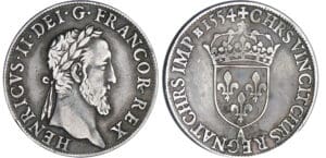 Henri II (1547-1559) - Teston au buste nu - 1554 A (Paris) - frappe au moulin