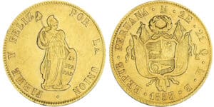 Pérou - 2 escudos 1853 MB (Lima)