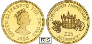 Alderney (île d') - Anniversaire du couronnement d'Elisabeth II - 25 pounds 1993 Alderney (île d') - Anniversaire du couronnement d'Elisabeth II - 25 pounds 1993