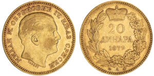 Serbie - Milan Obrenovich IV - 20 dinars 1879