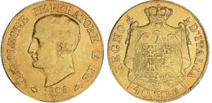 Italie - Règne d'Italie - 40 lire 1er type - Tranche en relief - 1808 M