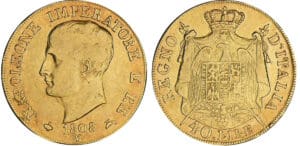 Italie - Règne d'Italie - 40 lire 1er type - Tranche en relief - 1808 M