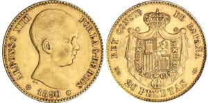 Espagne - Alfonso XIII - 20 pesetas 1890 * 90 (Madrid)
