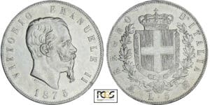 Italie - Vittorio Emanuele II - 5 lire 1875 M (Milan)