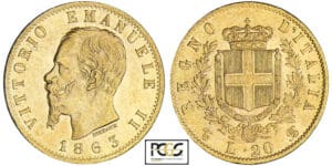 Italie - Vittorio Emanuele II - 20 lire 1863 T (Turin)