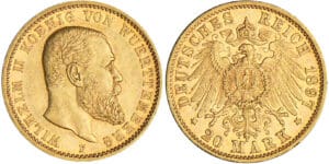Allemagne - Wurzburg - Wilhelm II - 20 mark 1897 F