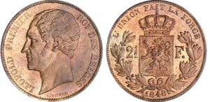 Belgique - Léopold 1er - 2 1/2 francs  1848 - Essai en bronze