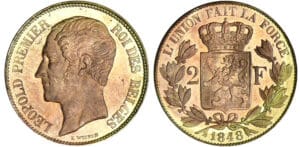 Belgique - Léopold 1er - 2  francs  1848 - Essai en bronze