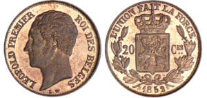 Belgique - Léopold 1er - 20 centimes  1852 - Essai en bronze