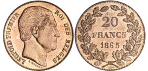 Belgique - Léopold 1er - 20  francs  1865 - Essai en bronze