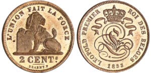 Belgique - Léopold 1er - 2 centimes  1833 - Essai en bronze