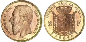 Belgique - Léopold II - 2 francs 1866 - essai en bronze