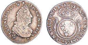 Louis XIV (1643-1715) - 1/12 écu aux palmes - 1696 9 (Rennes)