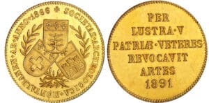 Jeton en or  -Société archéologique de Montauban - 1891 Jeton en or  -Société archéologique de Montauban - 1891