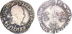 Henri III (1574-1589) - Quart de franc au col plat - 1587 X (Amiens)
