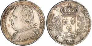 5 francs Louis XVIII au buste habillé 1814 L (Bayonne) 5 francs Louis XVIII au buste habillé 1814 L (Bayonne)