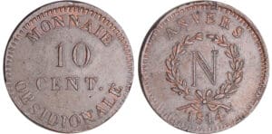 10 centimes Napoléon Ier - Siège d'Anvers 1814