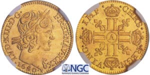 Louis XIII (1610-1643) - ½ louis d’or à la mèche courte - 1640 A (Paris) Louis XIII (1610-1643) - ½ louis d’or à la mèche courte - 1640 A (Paris)