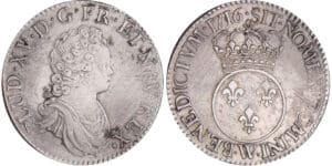 Louis XV (1715-1774) - Ecu vertugadin - 1716 W (Lille) flan neuf Louis XV (1715-1774) - Ecu vertugadin - 1716 W (Lille) flan neuf
